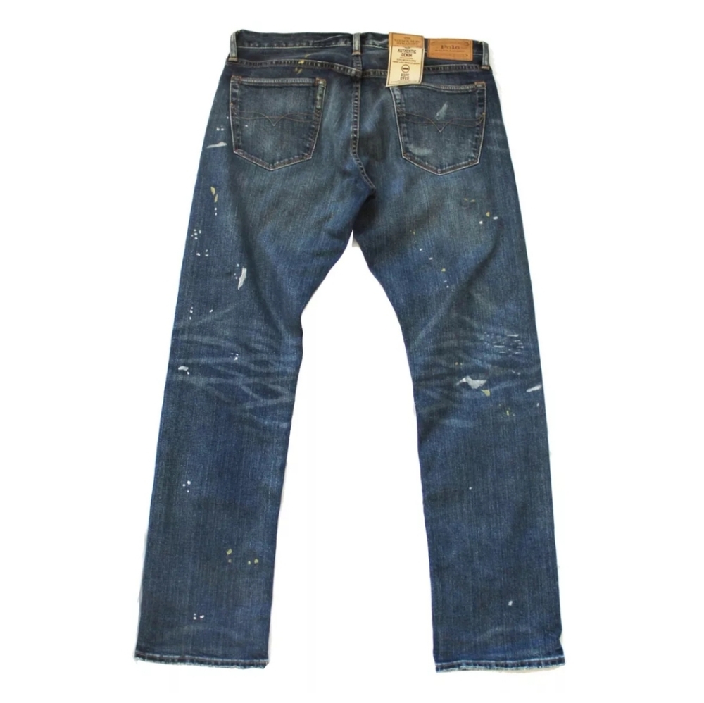 NWT Men's Ralph Lauren Polo Varick Slim Straight Rope Dyed Splattered Paint Jean - Picture 5 of 10